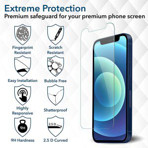 T Tersely [3 Packs] Tempered Glass Screen Protector for Iphone 12 Pro & Iphone 12 [6.1 Inch] with Installation Alignment Frame, Premium HD Case Friendly Screen Protector Film