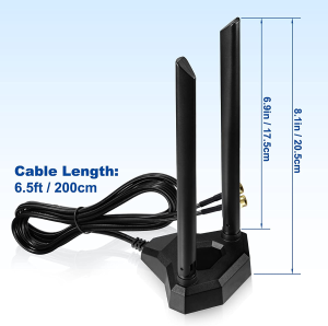 Eightwood Dual Band Wifi Antenna 2.4Ghz 5Ghz RP-SMA Wifi Antennae with 2M Extension Cable for PC Desktop Computer PCI Pcie Wifi Bluetooth Card Wireless Network Router