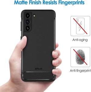 Jetech Slim Fit Case Compatible with Samsung Galaxy S21 6.2-Inch, Thin Phone Cover with Shock-Absorption and Carbon Fiber Design (Black)