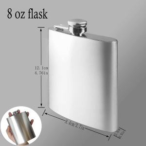 Yowamho 2Pcs Hip Flask for Liquor 8 Oz Stainless Steel with Metal Funnel, Easy Pour, Leakproof, Attached Screw-On Cap,304 Food Grade, Used for Storing Drinks and Liquor,Men and Women’S Gift