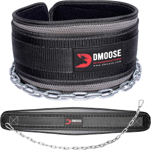 Dmoose Dip Belt with Chain for Pull Ups, Training, Weightlifting, Powerlifting and Bodybuilding Workouts, 36 Inches Heavy Duty Steel Lifting Chain, Comfortable Dip Belt with Neoprene Back Support