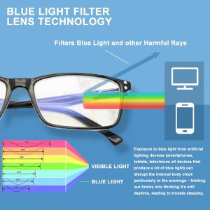 Avatude Blue Light Filtering Glasses W/Hardcase | Lightweight, Non-Prescription, Anti-Eyestrain from Computer Gaming, Tablet, TV, Phone | for Men & Women | Clifton