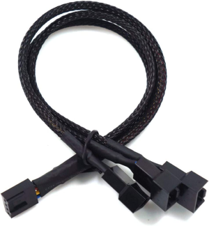 UTSLIVE PWM Fan Splitter 4 Pin Fan Extension Power Cable Black Sleeved Braided 3 Way for Computer