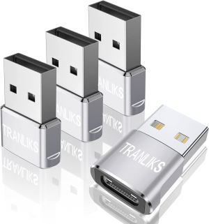 TRANLIKS USB to USB C Adapter, USB Type C Female to USB a Male Converter, Supports Charging and Data Transmission(4 Pack Silver)