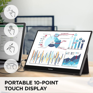 Viewsonic Portable Monitor  Tilt Ergonomics, USB-C, Eye-Care, Dual Speaker, Lightweight