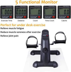 Hausse Portable Exercise Pedal Bike for Legs and Arms, Mini Exercise Peddler with LCD Display
