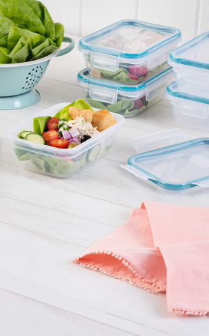 Snapware Total Solution 10-Pc Plastic Food Storage Containers Set with Lids, 3-Cup Rectangle Meal Prep Container, Non-Toxic, Bpa-Free Lids with 4 Locking Tabs, Microwave, Dishwasher, and Freezer Safe, White