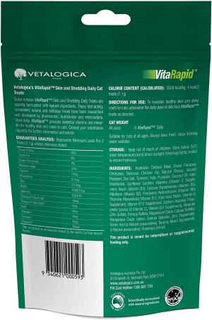 Vetalogica Vitarapid Skin & Shedding Daily Treats for Cats 100G