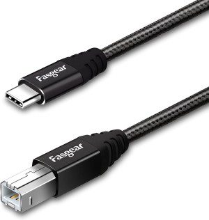 USB C to USB B Printer Cable Fasgear 1 Pack 10Ft/3M USB 2.0 Type C to Type B Scanner Braided Cord Compatible for Sam-Sung Epson HP Canon Brother Printer|Yamaha Digital Piano Midi Keyboard DAC |Gray