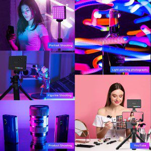 ULANZI VL120 RGB LED Video Light, 360° Full Color Portable Camera Light, CRI 95+ 2500-9000K Dimmable Panel Lamp W LCD, 3100Mah Rechargeable DSLR Lighting for Vlogging, Photography, Video Conference