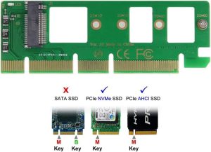 Xiwai NGFF M-Key NVME AHCI SSD to PCI-E 3.0 16X X16 Vertical Adapter with Cable Male to Female Extension