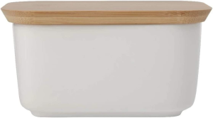 Maxwell & Williams White Basics Butter Dish with Bamboo Lid