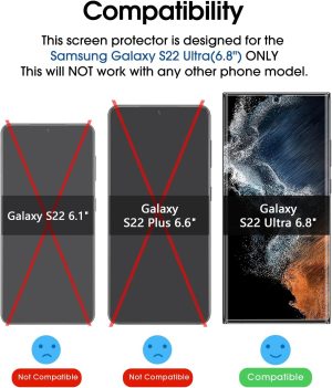 (2 Pack) Amfilm Elastic Skin Screen Protector Compatible with Samsung Galaxy S22 Ultra 5G 6.8 Inch, Fingerprint ID Compatible, with Easy Installation Alignment