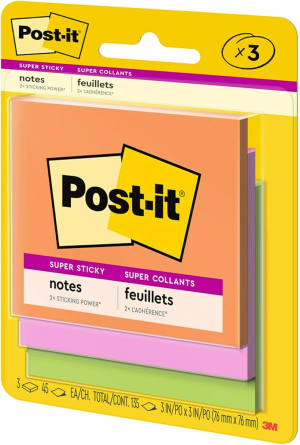 Post-It Super Sticky Notes Rio De Janeiro Collection 76X76Mm 3321-SSAU (Pack of 3)