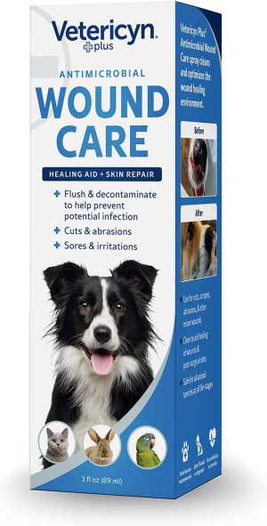 Vetericyn plus Dog Wound Care Spray | Healing Aid and Skin Repair, Clean Wounds, Relieve Itchy Skin, and Prevent Infection, Safe for All Animals. 3 Ounces