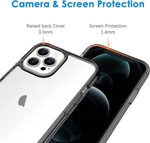 Jetech Case for Iphone 12 Pro Max 6.7-Inch, Shockproof Phone Bumper Cover, Anti-Scratch Clear Back (Black)