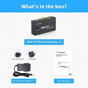 Fosi Audio Box X1 Phono Preamp for MM Turntable Mini Stereo Audio Hi-Fi Phonograph/Record Player Preamplifier with 3.5MM Headphone and RCA Output with Power Switch DC 12V Power Supply