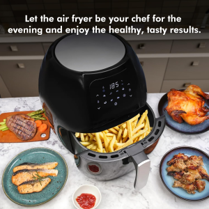 Healthy Choice 8 Litre Digital Air Fryer for Healthy Oil-Free Cooking – Multi-Use 1800W One Touch Digital Oven Cooker for Deep Frying, Roasting, Baking & Grilling – 8 Presets Cooking Programs, Black