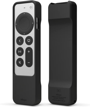 Elago R1 Case Compatible with Apple TV 4K Siri Remote 3Rd Generation(2022) and 2Nd Generation(2021)-Magnet Technology, Lanyard Included, Heavy Shock Absorption, Drop Protection (Black)