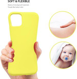 ZUSLAB Nano Silicone Case for Iphone 12 Mini 5.4″ Shockproof Gel Rubber Bumper Protective Cover – Yellow