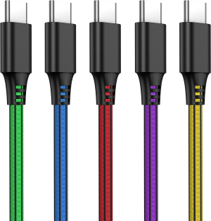 USB Type C Charger Cable,5Pack 2M PVC Rapide Charger High Speed Synchronous Data Transfer for Samsung Galaxy S9+/S9/S8,Note 8,Huawei P10/P9,Oneplus 2/3,Lumia,Nexus 5X/6P,Xiaomi