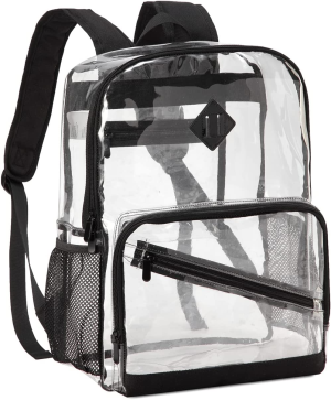 Kasqo Clear Backpack, 15.6 Inch Heavy Duty PVC Transparent Backpack See through Backpacks for School, College, Sports, Work, Travel, Stadium Approved