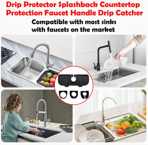 Taicols Kitchen Sink Faucet Mat, Sinkmat Backsplash Guard, Sink Drain Pad behind Faucet, Bathroom Faucet Protector Mat, Drip Protector Splashback Countertop Protection Faucet Handle Drip Catcher