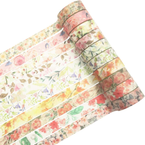 Yubbaex 10 Rolls Spring Flowers Washi Tape Set Masking Decorative Tapes (Warm Tone)