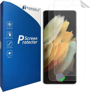 T Tersely [2 Pack] Screen Protector for Samsung Galaxy S21 Ultra 5G, Full Cover HYDROGEL Aqua Screen Protector Curved for Samsung Galaxy S21 Ultra (6.8 Inch) [Fingerprint Unlock]