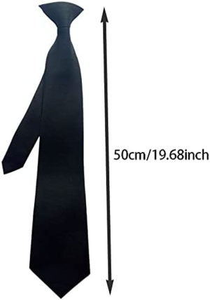 Weforu 2Pcs Black Tie Mens Clip on Ties,19.68Inch Solid Uniform Pre-Tied Adjustable Neck Strap Tie