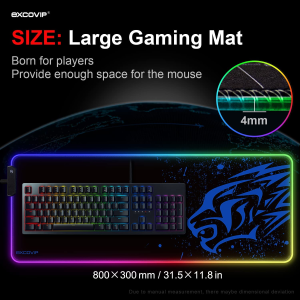 Excovip RGB Gaming Mouse Pad with 14 Modes,Non-Slip Rubber Base and Waterproof Surface,31.5X11.8 in Keyboard Mice Mat for PC, Laptop 8912