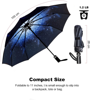 Sheyuinch Travel Umbrella Windproof- Automatic Open Close Folding Umbrella, Compact and Lightweight Rain Umbrellas with 10 Strong Ribs