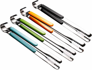 4Pcs Stainless Steel Kitchen Tongs, Serving Tongs for Cooking, 10″ Metal Food Tongs with Non-Slip Comfort Grip, Non-Stick Cooking Tongs High Heat Resistant BBQ Tongs Grill Tongs for Barbecue Grilling