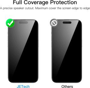 Jetech Full Coverage Screen Protector for Iphone 14 Pro 6.1-Inch, 9H Tempered Glass Film Case-Friendly, HD Clear, 3-Pack