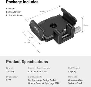 Smallrig Mount Bracket SSD Holder for Samsung T5 / T7 SSD – 3272