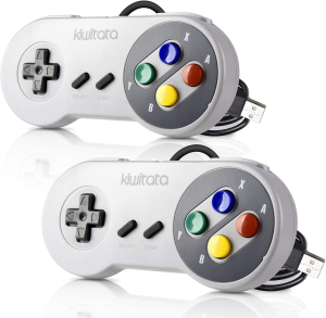 2 Pack Retro SNES USB Super NES Controller,Kiwitata Super Classic PC USB Controller Colorful Gamepad Gamestick Joysticks for Windows PC MAC Retro Pi