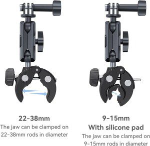 TELESIN Universal Tube Clamp,360 Rotation Super Camera Bike Handlebar Mount Cycling Motorcycle Gripper for Gopro Hero 11 10 9 8 DJI Action 3 2 Insta360 One X3 X2 Cameras Phones Riding Clip Accessories