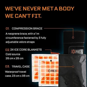 RE3 Ice Compression Pack for Knee, Arm & Leg – Powerful & Effective Cold Compression Cryotherapy Wrap for Chronic Pain, Knee Replacement, Orthopaedic Surgery, Tendinitis, Sports Injury, Swelling – 2 X Ice Core Blankets (Extra Length)