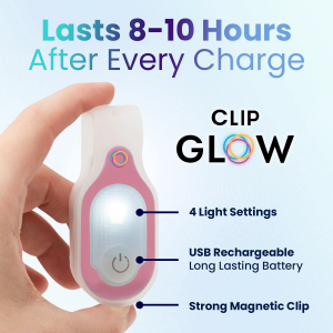 Clipglow Portable Rechargeable Light for Nurses, 4 Mode & Light Settings, 8-12 Hours of Use, Bright and Lightweight, Pink