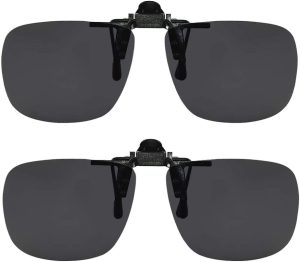 Clip on Sunglasses Flip up Polarized Sunglasses Clip onto Eyeglasses over Prescription Glasses Case Included