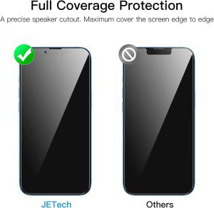 Jetech Privacy Full Coverage Screen Protector for Iphone 13/13 Pro 6.1-Inch, Anti-Spy Tempered Glass Film, Edge to Edge Protection Case-Friendly, 2-Pack