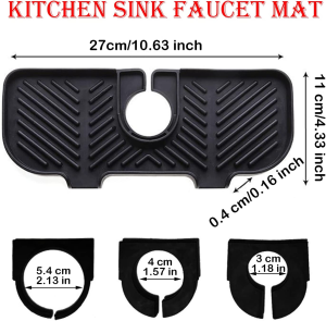 Taicols Kitchen Sink Faucet Mat, Sinkmat Backsplash Guard, Sink Drain Pad behind Faucet, Bathroom Faucet Protector Mat, Drip Protector Splashback Countertop Protection Faucet Handle Drip Catcher