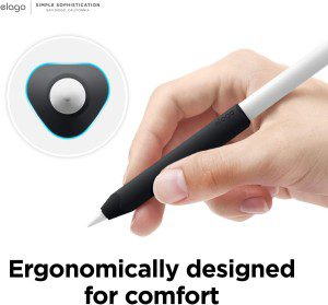 Elago Silicone Grip [2 Pack] Compatible with Apple Pencil 2Nd & 1St Generation, Premium Silicone Holder, Ergonomic Design Sleeve, Compatible with Magnetic Charging & Double Tap (White/Black)