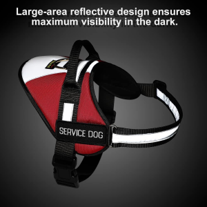 No Pull Service Dog Vest Harness for Large Dogs,Big Dog Harness No Pull Adjustable Pet Reflective Oxford Soft Vest for Large Dogs Easy Control Harness (Red, L)