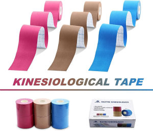 6 PACKS Waterproof Kinesiology Tape 5Cmx5M, Elastic Muscle Support Tape for Exercise, Sports & Injury Recovery, Sport Tape Kinesiology, BOMEI PACK