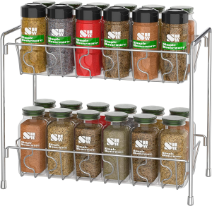 Simplehouseware Countertop Spice Rack 2-Tier Kitchen Spice Organizer Storage Shelves, Bronze