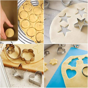 24-Piece Stainless Steel Mini Geometric Shaped Cookie Biscuit Cutter Set Square Heart Triangle round Flower Star Baking Molds to Cut Out Pastries, Dough, Pie Crust,Fruit,Fondant & Clay (Hexagon)