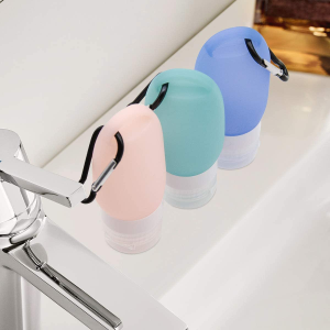 Veroyi Silicone Travel Bottles Leak Proof Squeezable Travel Tubes Set with Keychain Refillable Containers for Shampoo Lotion Soap (3 Packs)