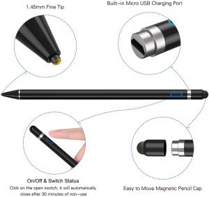 Active Stylus Pen Compatible for Ios&Android Touch Screens, Pencil for Ipad with Dual Touch Function,Rechargeable Stylus for Ipad/Ipad Pro/Air/Mini/Iphone/Cellphone/Tablet Drawing&Writing