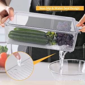 Shurake 【Set of 10】Refrigerator Organizer Bins with Lids，Bpa Free Fridge Organizer, Stackable Clear Plastic Storage Bins for Fridge, Freezer, Kitchen Cabinet, Pantry Organization and Storage